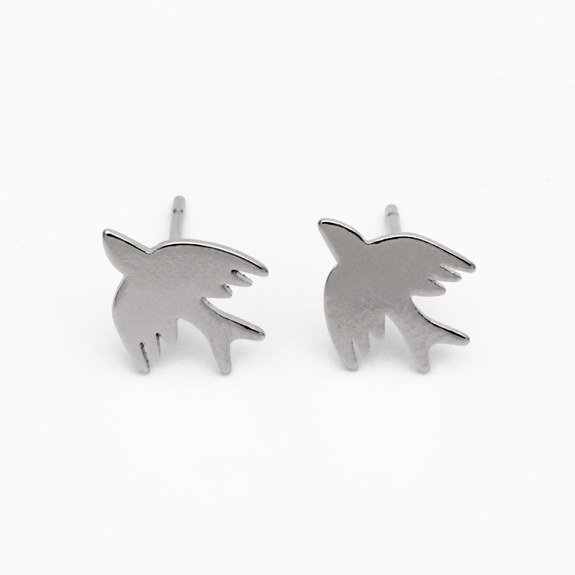 10pcs Gold/ Silver Tone Swallow Earrings, 18K Real Gold/ Rhodium Plated Brass, Minimalist Bird Stud Earrings (GB-4496)